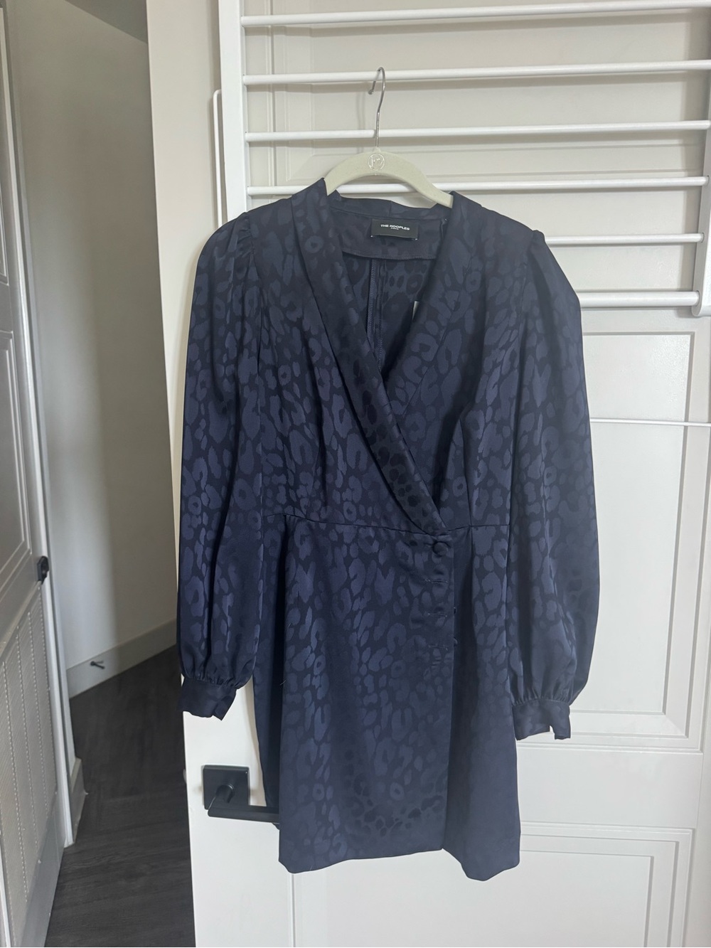The Kooples Navy Animal-Print Wrap Tunic
